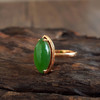 【天然正品】AU750玫瑰金镶天然无黑点菠菜绿马眼形和田玉碧玉戒指9.5号（戒圈可改）170126NJS76 商品缩略图4