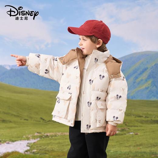 迪士尼儿童双面穿90白鸭绒羽绒服加厚连帽外套韩版新款中小童冬装 商品图1