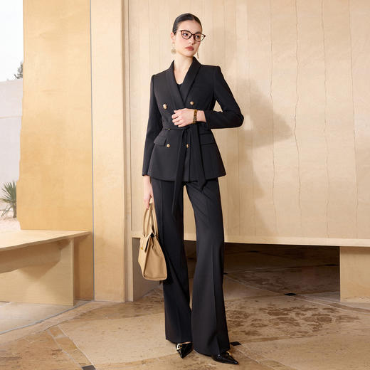 IWY/经典黑色羊毛西装套装女商务职场正装双排扣气质通勤职业装CP2720 商品图2