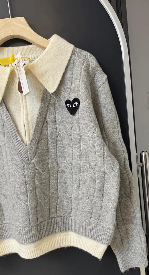 F020124春秋季学院风撞色Polo领半拉链针织衫 商品图11