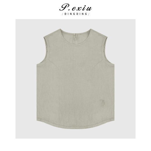 04-3潘依绣丁丁宠粉麻料夏季轻薄透气圆领无袖马甲Q21118 商品图0