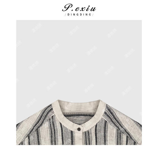 潘依绣丁丁宠粉桑蚕丝亚麻肌理感条纹无袖马甲 GH006 商品图2