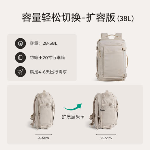 【出门旅行一包足以】旅行双肩包 大容量随行背包 女轻便出男士多功能电脑包 扩容版双肩旅行包 商品图3