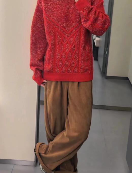 F020139新款新年何与同款针织衫套头撞色提花针织毛衣 商品图10