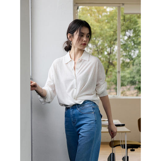 进口麻棉针织宽松衬衫 商品图3