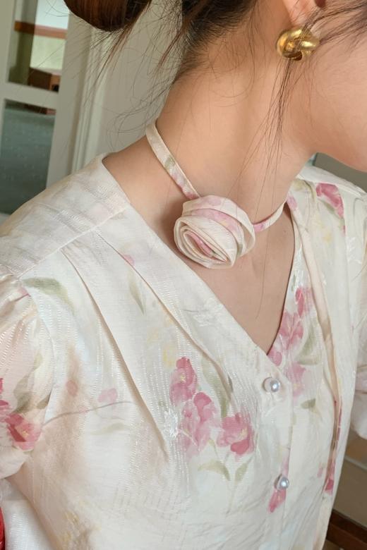 amadella 法式温柔甜美粉色印花衬衫 22347 商品图8