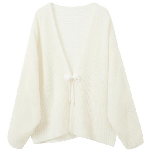 三彩【云栖素影】2026春季新款蝙蝠袖绵羊毛开衫毛衣盘扣毛衫C 商品图4