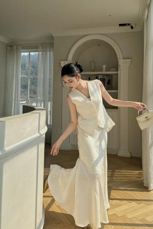 Le Malene 性感后背透明蕾丝拼接西装马甲 22399 商品图2