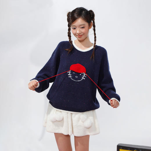 韩系减龄圆领慵懒套头毛衣-纪念日百货门店同款169443624 商品图0