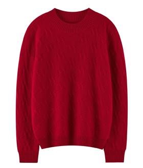 【来点不一样的】中国红！2026双股加厚纯羊绒衫女毛衣全身花纱保暖设计新年新款长袖毛衣！