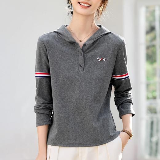 百媚生 棉质外穿连帽上衣T恤打底衫XS82610011 商品图3