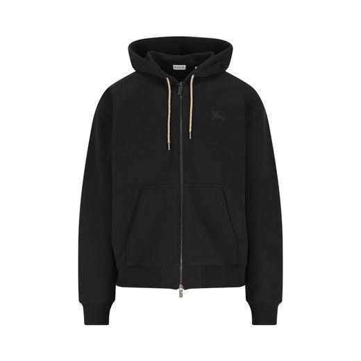 BURBERRY 巴宝莉 男士格纹拉链抽绳连帽卫衣 黑色 8119052 A1189 商品图0
