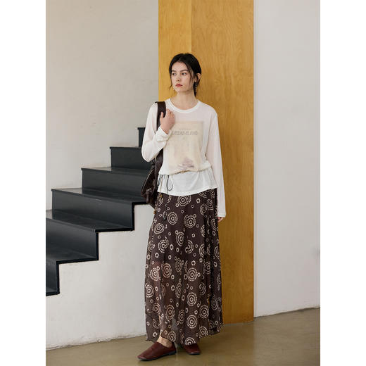 莱赛尔印花长袖T恤 商品图1