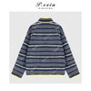 A008潘依绣丁丁宠粉韩系羊羔绒撞色条纹立领长袖宽松上衣Q48874 商品缩略图1