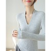 雀说设计感V领水波纹修身羊毛针织衫女秋长袖内搭外穿打底衫ALW9303 商品缩略图3