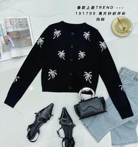 34GAR151799#亮片黑色开衫