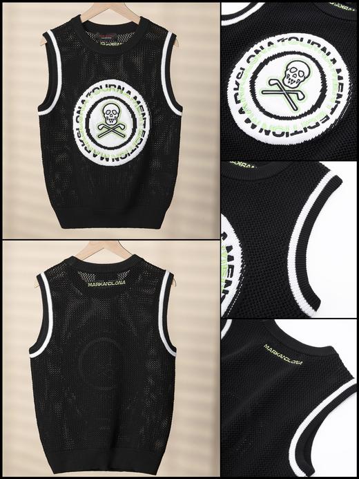 M&L家新款女士圆领针织背心来啦！很有质感和造型感的一件小背心，适合各种叠搭，十分吸睛！自带一种休闲度假风的悠然自得！独特镂空织法工艺搭配大面积绣花图案，面料有一定厚度挺括不塌舒适亲肤！ 商品图2