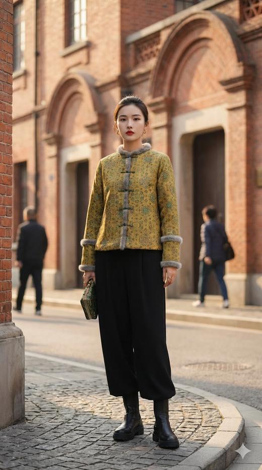 HN 水貂毛夹棉新中式圆领外套 商品图0