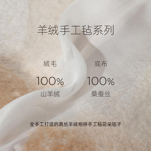 羊绒真丝相拼手工毡花朵毯子 SJF97W732N 商品图2