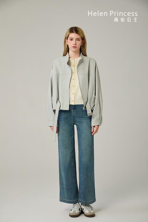 立领下摆收腰PU皮衣 商品图0