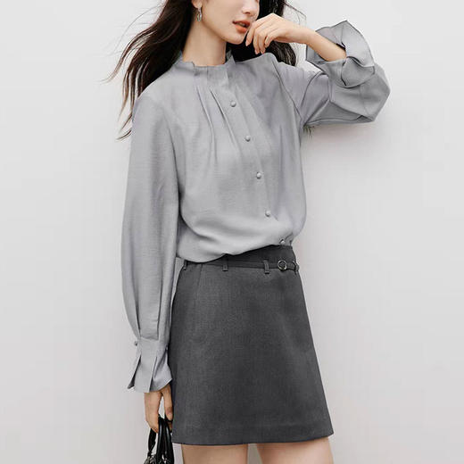 「预售」「高货sh」全新升级【铂金会员192/天猫259/差价67】(95019)洛诗琳复古宫廷风莱赛尔衬衫2026春季新款木耳边喇叭袖气质通勤上衣 商品图3