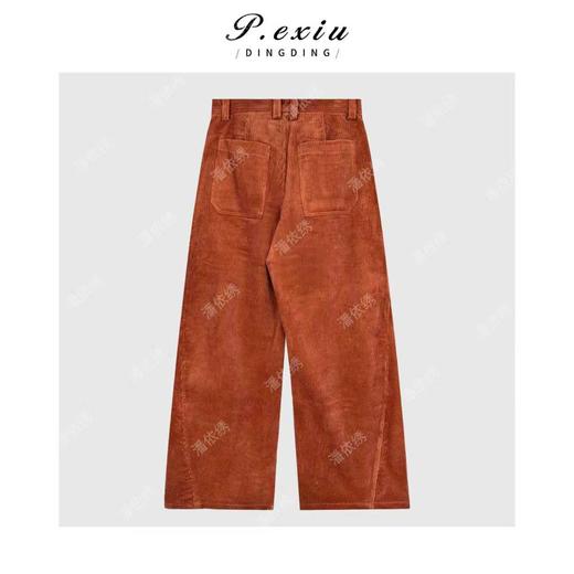 04-2潘依绣丁丁宠粉时髦感灯芯绒撞色腰头直筒显瘦休闲裤Q48595 商品图1