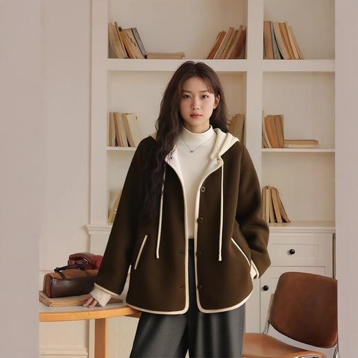 【时尚百搭款❗️显瘦不臃肿】大码厚外套颗粒绒皮毛一体仿麂皮绒保暖秋冬季连帽可拆卸。jd 商品图0
