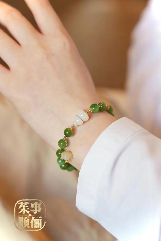 【茱事顺俪】18k金和田碧玉新中式手串 商品图4