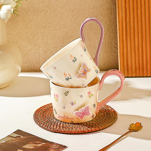 摩登主妇浮雕马克杯高颜值陶瓷杯家用漂亮喝水杯咖啡杯子早餐杯 商品图2