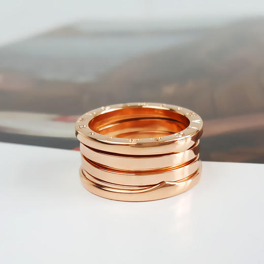 【95新】BVLGARI宝格丽B.zero1系列348774 18K玫瑰金四环弹簧戒指55号中性款160126NJT15 商品图1