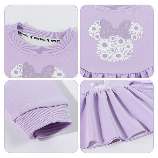 迪士尼（Disney）童装女童甜美蝴蝶卫衣裙休闲宽松耐磨中长款春秋季裙子26年新款 商品图7