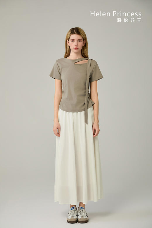 飘带褶皱收腰短袖T恤 商品图5