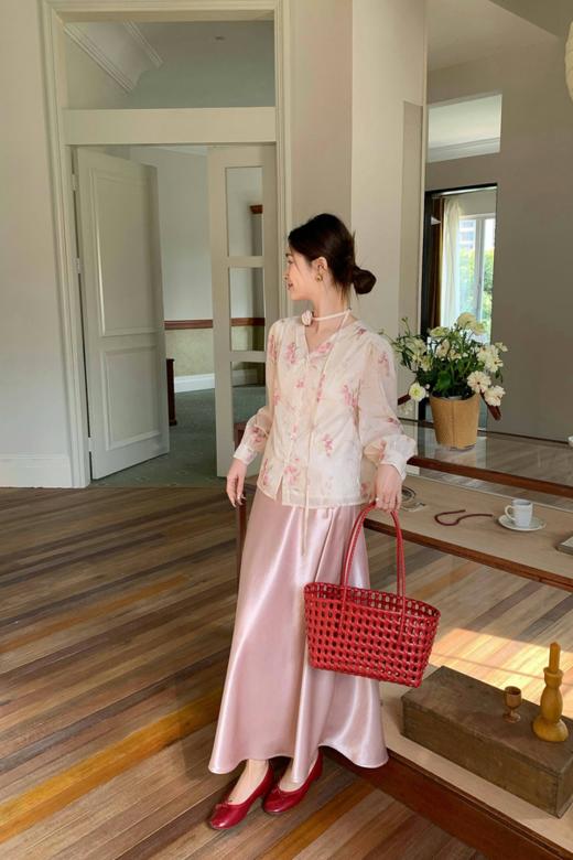 amadella 法式温柔甜美粉色印花衬衫 22347 商品图9