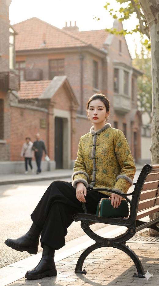 HN 水貂毛夹棉新中式圆领外套 商品图5