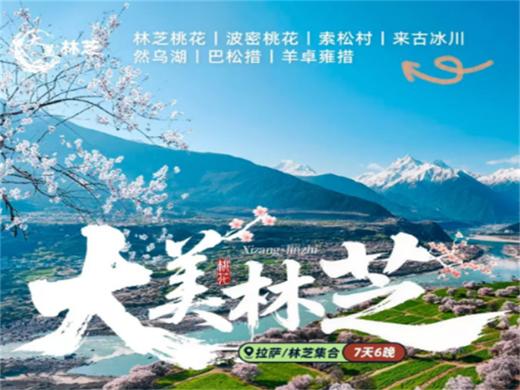 【大美林芝7日】林芝桃花+波密桃花+索松村+然乌湖+来古冰川+巴松措+羊卓雍措7日 商品图0