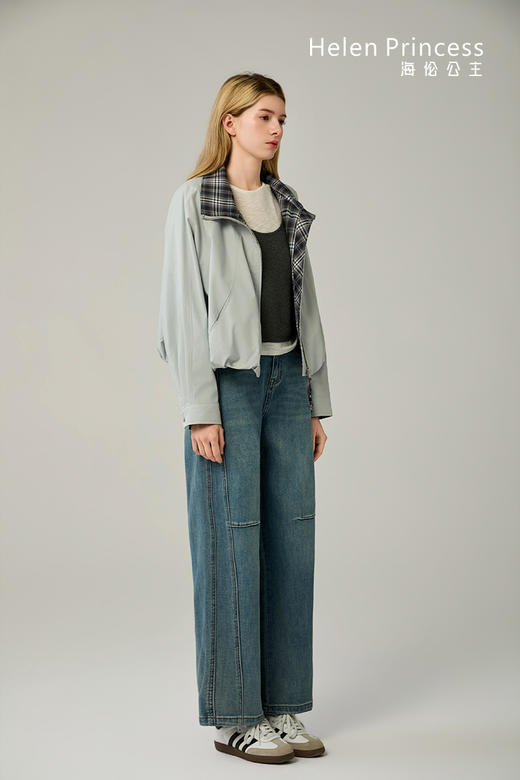 格纹拼接飞行夹克 商品图2