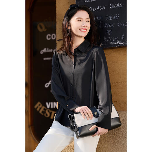 轻奢高光衬衫 仿真丝触感垂软柔滑 5色可选 百搭衬衣 米思阳2026春季新款高级贵气职业上衣女5999 商品图4