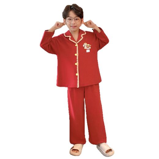 雀说 男童睡衣春秋季长袖纯棉薄款家居服套装AM01 商品图4