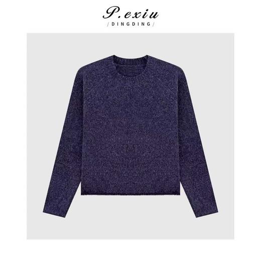 A008潘依绣丁丁宠粉复古慵懒花纱百搭圆领长袖针织上衣Q36954 商品图0