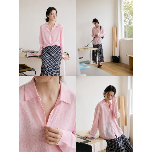 进口麻棉针织宽松衬衫 商品图1