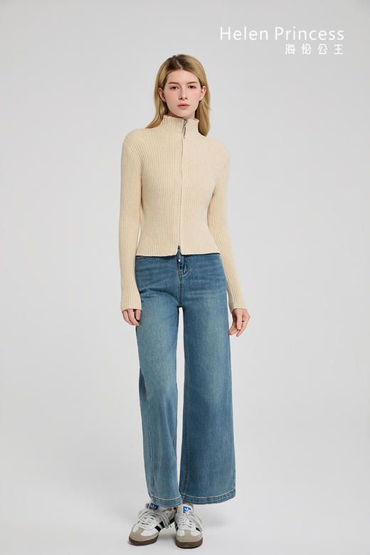 高领双拉链修身针织衫 商品图6