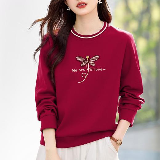 百媚生 棉质正肩圆领卫衣套头上衣S82610094 商品图0