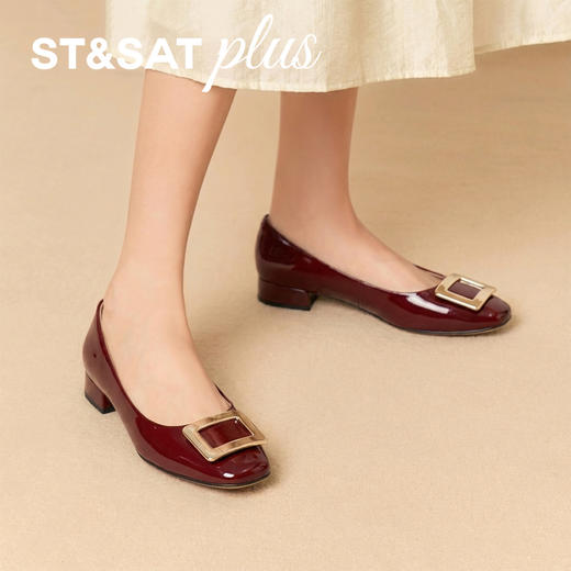 星期六26春新款简约方扣粗跟单鞋SSE1111231 商品图4