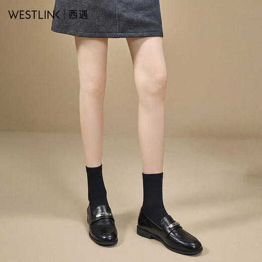 西遇锁扣乐福鞋女2026春季新款软面舒适英伦风小皮鞋百搭豆豆单鞋V0166240 商品图2