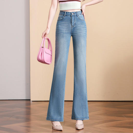 「自」全新升级【铂金会员174/天猫229/差价55】(02609)洛诗琳洋气高腰牛仔微喇裤2026春季新款气质时尚百搭显瘦直筒喇叭裤 商品图1