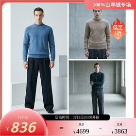 PALUOPO/PL 100%山羊绒 半高领男衫/ET2F8131R/约重300g帕罗