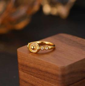 福禄元宝招财小戒指 银镀金戒指 （非质量问题 不退不换）