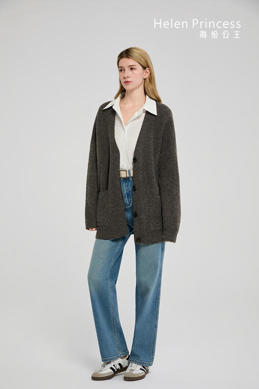 慵懒风V领毛衣开衫 商品图7