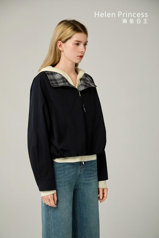 格纹拼接飞行夹克 商品图8