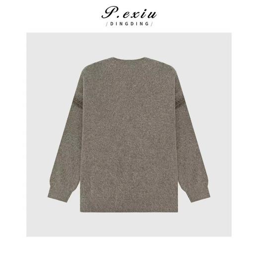 A008潘依绣丁丁宠粉小众简约手缝线拼接长袖圆领针织上衣Q36554 商品图1